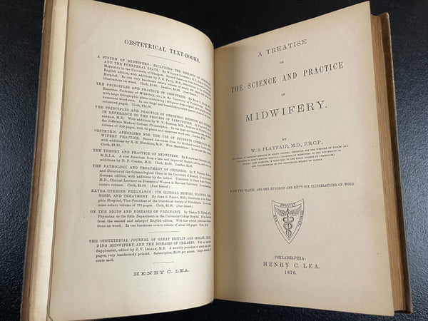 1876 Midwifery 1st, Playfair, Pregnancy Birth Obstetrics, Leather Medical Book - RARE