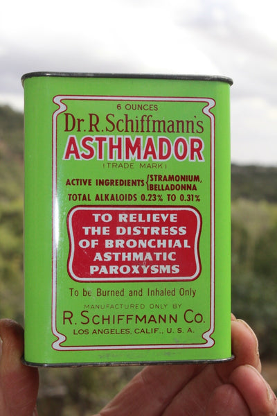 MEDICINE PHARMACY TIN DR. R. SCHIFFMANN'S ASTHMADOR Los Angeles, CA. W/Contents