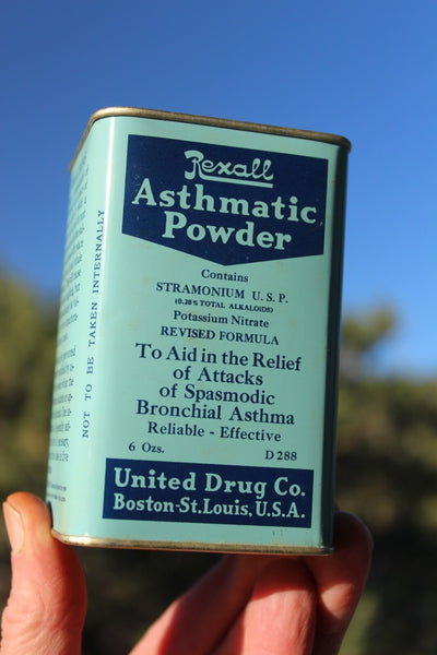 MEDICINE PHARMACY TIN REXALL ASTHMATIC POWDER United Drug Co. W/Contents MINT