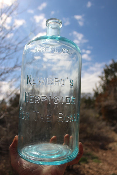 FUND RAISER - Medicine Pharmacy Bottle NEWBRO'S HERPICIDE FOR THE SCALP - RARE LARGE 128 oz.