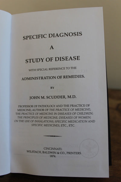 FUND RAISER - Specific Diagnosis by John M. Scudder – Eclectic Medical Publications – 1994 3rd  - Important Work
