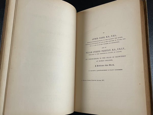 1876 Midwifery 1st, Playfair, Pregnancy Birth Obstetrics, Leather Medical Book - RARE