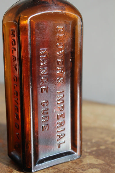 MEDICINE BOTTLE GLOVER'S MANGE MEDICINE Label Embossed Fine Condition
