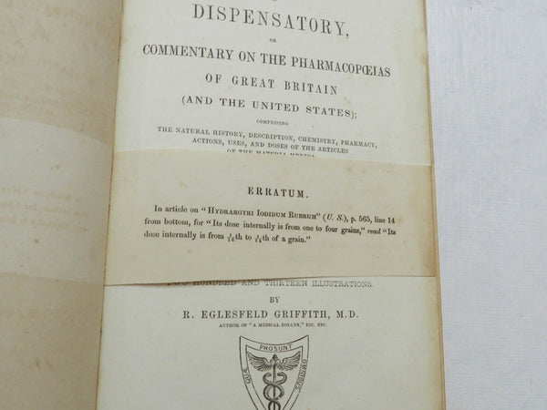 1848, A Dispensatory... Pharmacopoeias by R Christison & RE Griffith, LEATHER - VERY GOOD and Beautiful Copy Of This Rare Work
