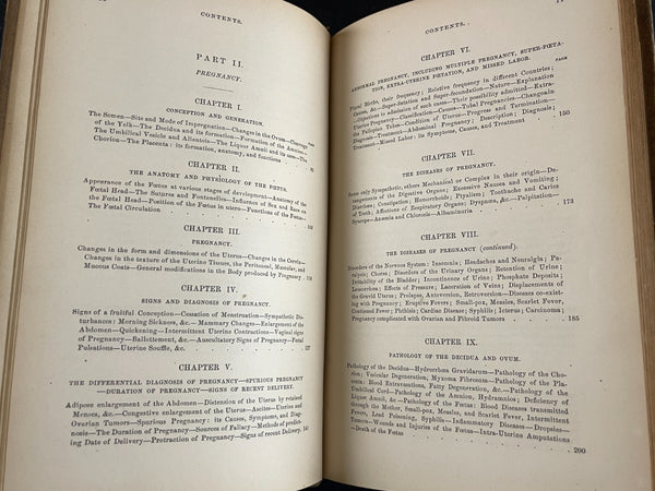 1876 Midwifery 1st, Playfair, Pregnancy Birth Obstetrics, Leather Medical Book - RARE