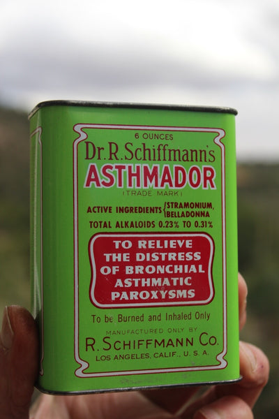 MEDICINE PHARMACY TIN DR. R. SCHIFFMANN'S ASTHMADOR Los Angeles, CA. W/Contents