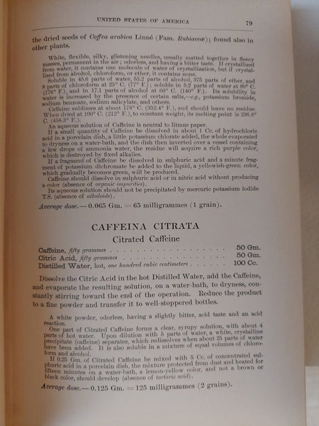 Pharmacopeia of the United States Eighth Decennial Revision, 1907 Official Remedies - Very Good