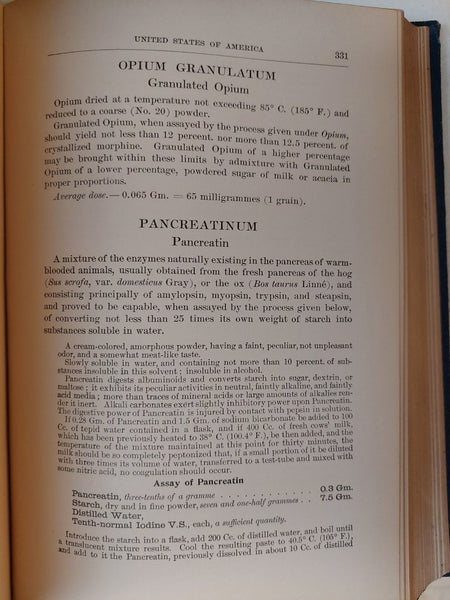 Pharmacopeia of the United States Eighth Decennial Revision, 1907 Official Remedies - Very Good