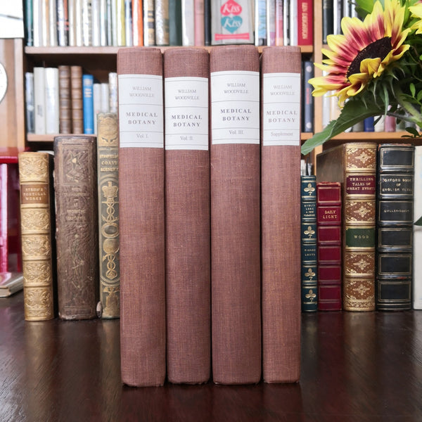 RARE & IMPORTANT WORK - William Woodville 1790 1st Edition - MEDICAL BOTANY - w/274 RARE Hand Colored Engraved Plates! 4 Volumes  FINE & Outstanding!