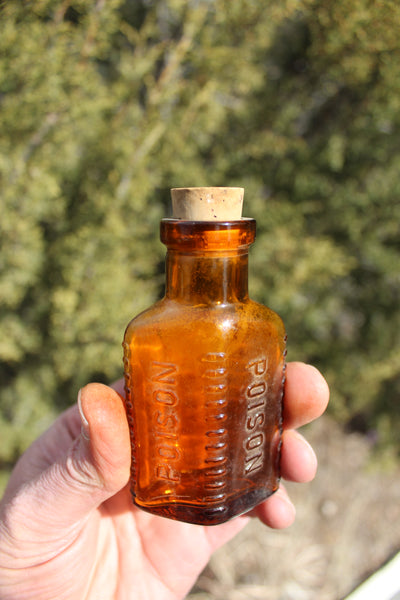 Old Apothecary Bottle - Circa 1900's - RARE with Label - POISON Mercury Bichloride - Embossed - Please No Discount Codes On This Listing