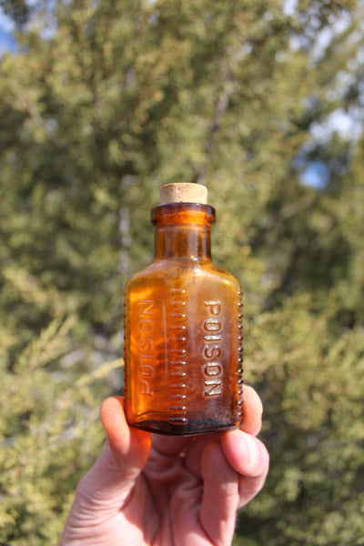 Old Apothecary Bottle - Circa 1900's - RARE with Label - POISON Mercury Bichloride - Embossed - Please No Discount Codes On This Listing