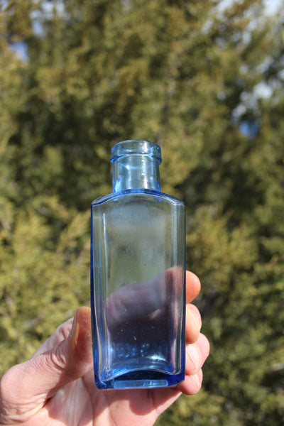 Old Apothecary Bottle -Circa 1890 -  Light Blue Medicine Bottle " BISHOP" - ATTIC MINT - Please No Discount Codes On This Listing