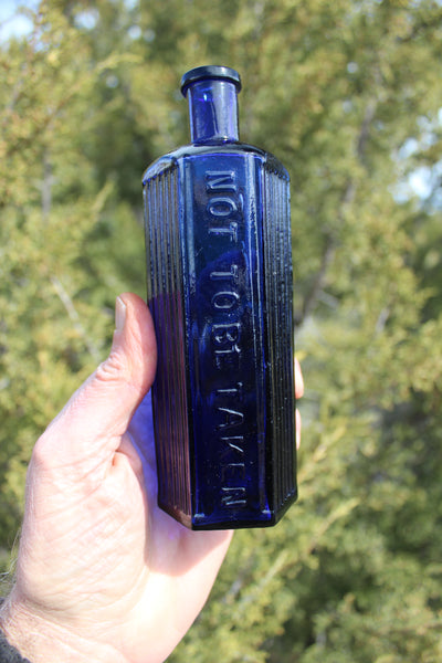 Old Apothecary Bottle - Circa 1890- 1920 -  Beautiful Cobalt Blue Poison Bottle  -  Please No Discount Codes On This Listing