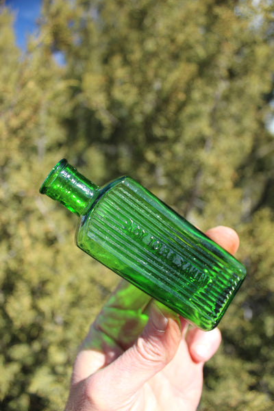 Old Apothecary Bottle - Circa 1890- 1920  Beautiful Green Poison Bottle  -  Please No Discount Codes On This Listing