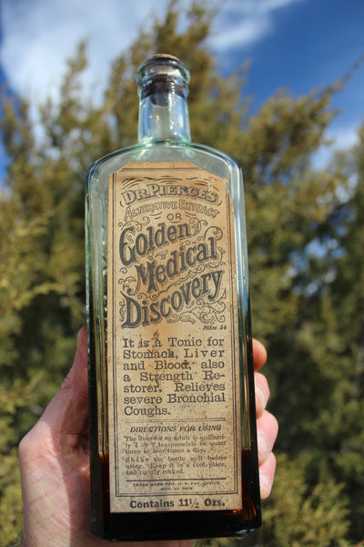 Old Apothecary Bottle - Circa 1870 DR. PIERCES Alterative Extract GOLDEN MEDICAL DISCOVERY  - Please No Discount Codes On This Listing