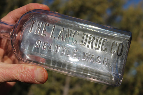Old Apothecary Bottle - Circa 1890's - THE LANG DRUG CO. Seattle, Wash.  -  Please No Discount Codes On This Listing