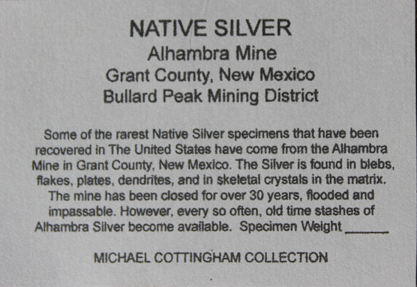 RARE - NATIVE SILVER - Famous Alhambra Mine in New Mexico #1