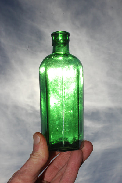 Old Apothecary Bottle - Circa 1890's   - Beautiful Light Green Pharmacy Medicine Bottle - Stunning Color! Embossed Milton on Bottom - - Please No Discount Codes On This Listing