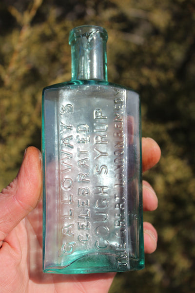 Old Apothecary Bottle - Circa 1890 - GALLOWAY'S CELEBRATED COUGH SYRUP - The Great London Remedy   - Please No Discount Codes On This Listing