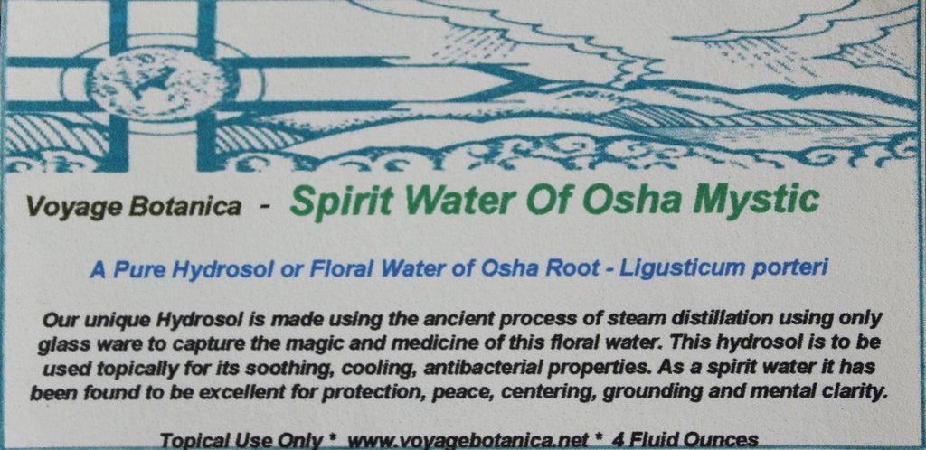 SPIRIT WATER OF OSHA MYSTIC - Pure Hydrosol of Osha Root - Ligusticum porteri - 4 Ounce Size