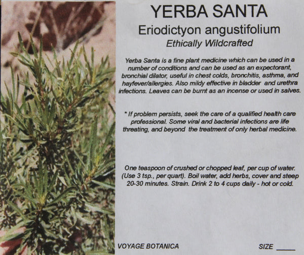YERBA SANTA - Eriodictyon angustifolium -  (Dry) Leaf and Flower - 2 Ounce Size