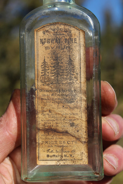 Old Apothecary Bottle  - Circa 1880's - WOOD'S NORWAY PINE SYRUP - Foster Milburn & Co. - Buffalo, N.Y. - Very Good to Fine Condition With Label -    Please No Discount Codes On This Listing