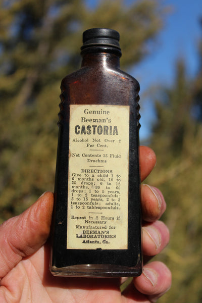 Old Apothecary Bottle  - Circa 1930's - Genuine Beeman's CASTORIA - Fine Condition w/Contents - Box is Very Good - Please No Discount Codes On This Listing