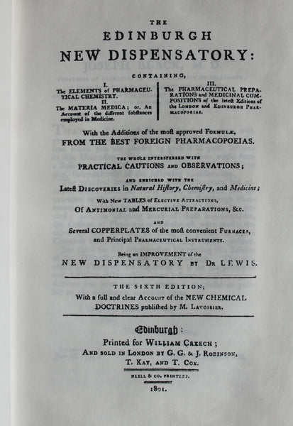 (BARGAIN) The Edinburgh New Dispensatory -  1801  by John Rotherham , William Lewis  - A Beautiful Modern Reprint in Full Leather.