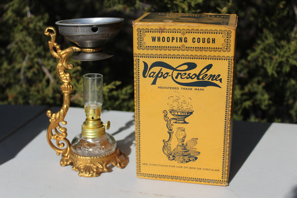 Old Apothecary Bottle  -Circa 1890 to 1920 - VAPO-CRESOLENE - Vaporizer - Unused - Mint Condition - Box w/Instructions, Bottle w/labels Near Fine - Overall Complete and Rare! - See ALL Photos -  Please No Discount Codes On This Listing