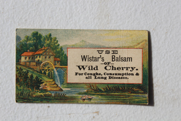 Old Apothecary Bottle  - Circa 1870 - Dr. WISTAR'S BALSAM OF WILD CHERRY - PHILADELPHIA - IB. - Mint Condition with 3 Very Fine Victorian Trade Cards -  Please No Discount Codes On This Listing