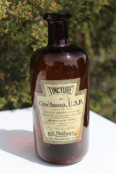 Old Apothecary Bottle  - Circa 1900 to 1920 - TINCTURE Of CINCHONA, U.S.P. - H.K. Mulford Co. - Bottle & Label Are In Fine Condition  -   Please No Discount Codes On This Listing