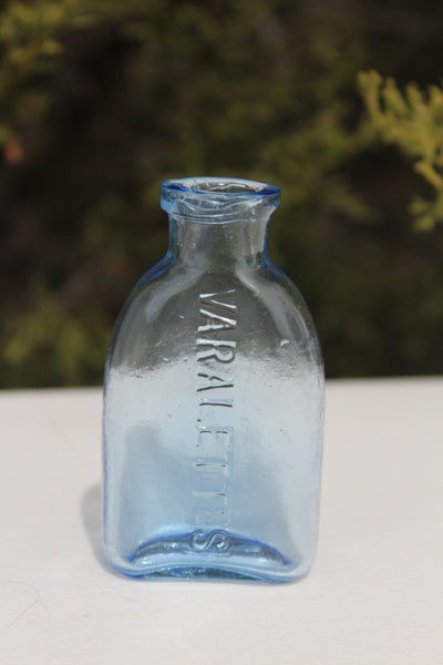 Old Apothecary Bottle  - Circa 1890 - Beautiful Light Blue - VARALETTES - Fine Condition -  Please No Discount Codes On This Listing