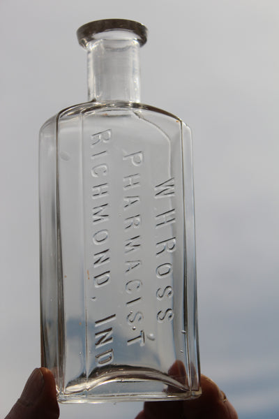 Old Apothecary Bottle  - Circa 1890 - W.H. ROSS - PHARMACIST - RICHMOND, IND.  - Very Fine Pharmacy Bottle -   -   Please No Discount Codes On This Listing
