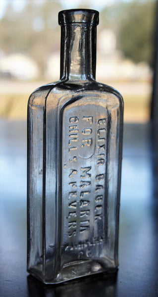 Old Apothecary Bottle  - Circa 1880 -1900 -  ELIXIR BABEK FOR MALARIA CHILLS & FEVER ( WASHINGTON DC ) -  Please No Discount Codes On This Listing