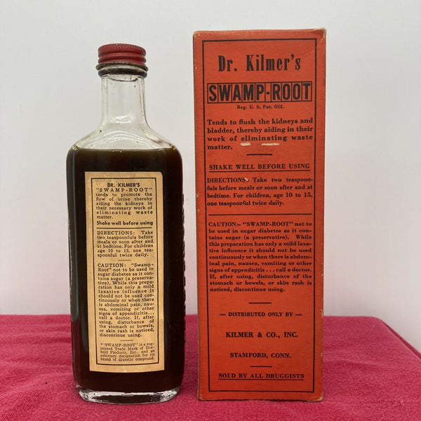 Old Apothecary Bottle - Vintage Apothecary / Dr Kilmer's Swamp Root Medicine 5-1/2oz bottle With Box - Please No Discount Codes On This Listing