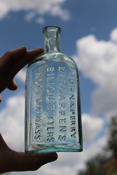 Old Apothecary Bottle  -  Circa 1870's  DR.WARREN'S BILIOUS BITTERS JOHN PERRY - BOSTON   - Very Lovely  -  Please No Discount Codes On This Listing