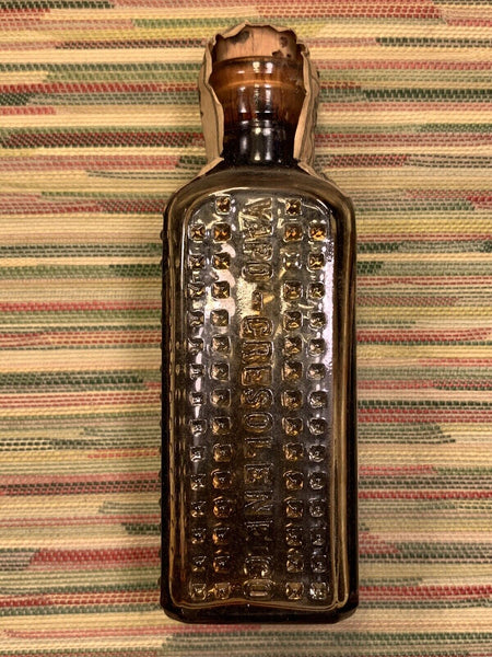 Old Apothecary Bottle - VERY RARE 1890'S VAPO CRESOLENE CO. NY POISON CORK TOP BOTTLE CONTENTS - EMBOSSED!+- Please No Discount Codes On This Listing