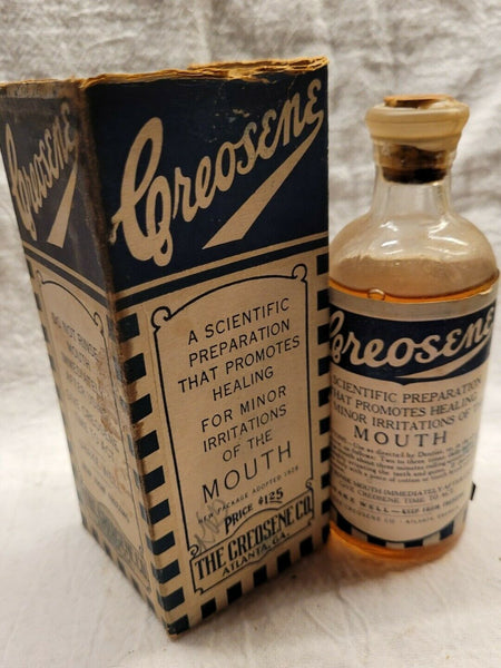 Old Apothecary Bottle - Very Nice Full Creosene The Creosene Co. Atlanta Georgia Original Label Box and Phamplet- Please No Discount Codes On This Listing