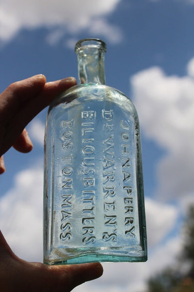 Old Apothecary Bottle  -  Circa 1870's  DR.WARREN'S BILIOUS BITTERS JOHN PERRY - BOSTON   - Very Lovely  -  Please No Discount Codes On This Listing