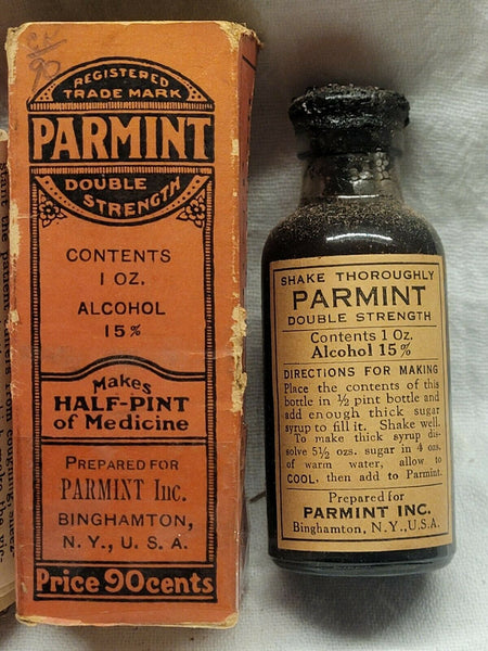 Old Apothecary Bottle - NICE PARMINT BOTTLE ORIGINAL PACKAGING LABEL PHAMPLET CONTENTS- Please No Discount Codes On This Listing