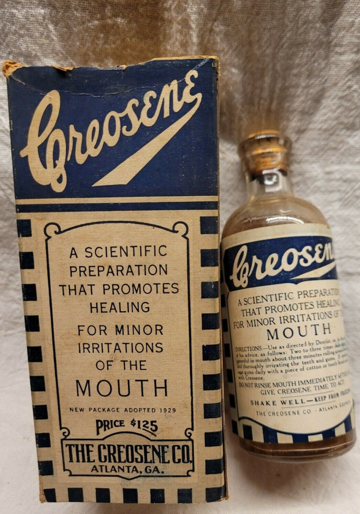 Old Apothecary Bottle - Very Nice Full Creosene The Creosene Co. Atlanta Georgia Original Label Box and Phamplet- Please No Discount Codes On This Listing