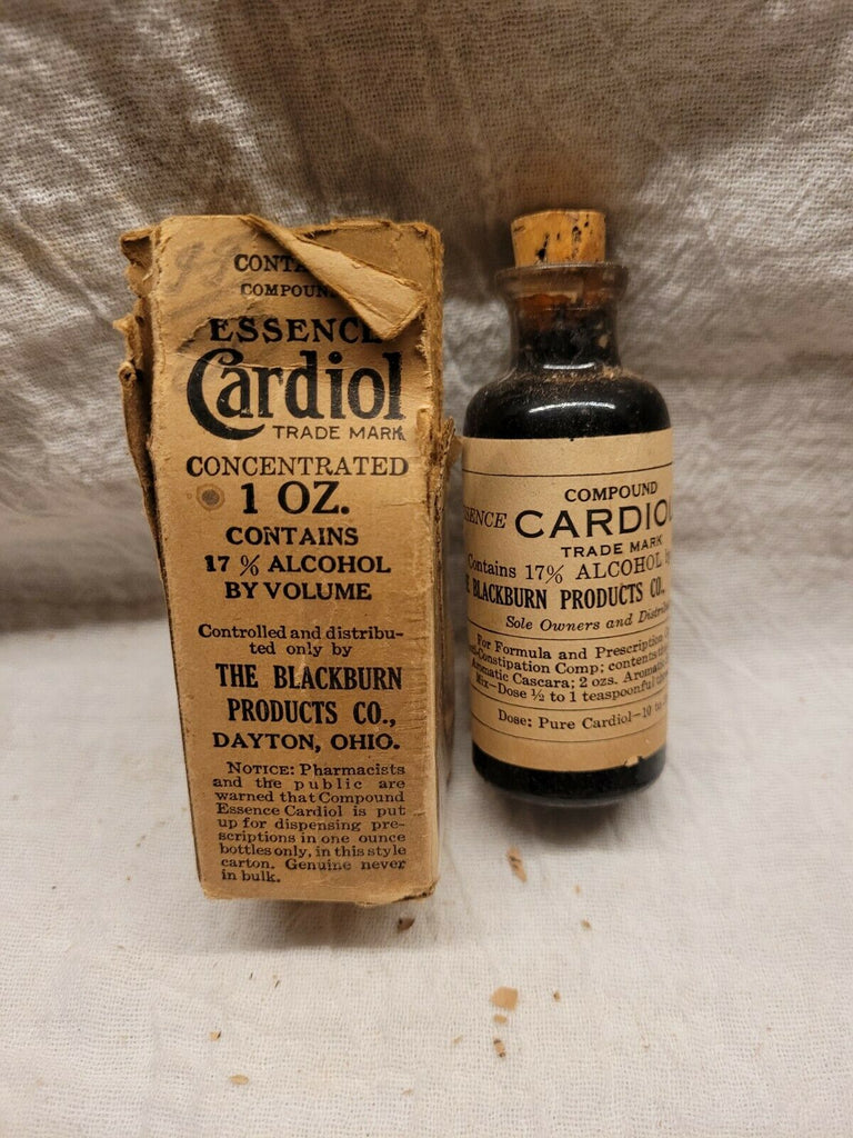 Old Apothecary Bottle -Essence Cordial Blackburn Products Co Dayton Ohio Contents Label Box Coupon - Please No Discount Codes On This Listing