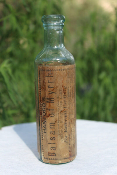Old Apothecary Bottle  -  Circa 1890  SHANFORD'S BALSAM OF MYRRH SYRACUSE, NY LABEL 12 SIDED BOTTLE  NICE -  Please No Discount Codes On This Listing